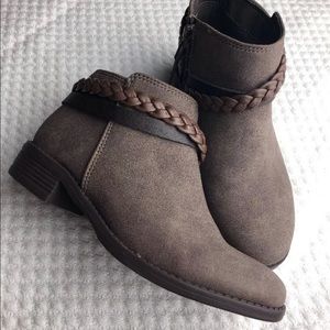 GIRLS NINE WEST SIDE ZIP BOOTIES SZ 12